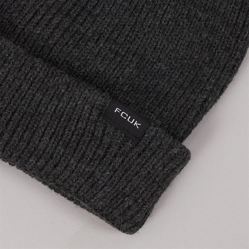 Herre FCUK cash beanie halstørklæde og handsker sæt i tre dele Charcoal Melange - Billede 3