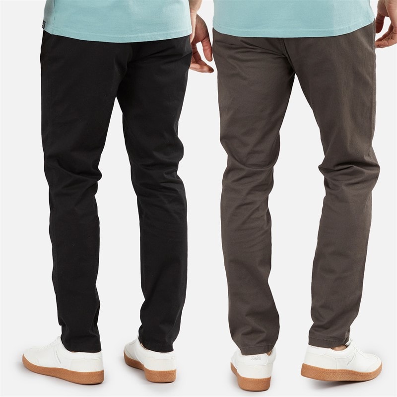 Herre to-pak slim fit chino bukser Sort/Charcoal - Billede 2