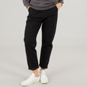 Dame jeans med elastisk talje og opbuk Sort