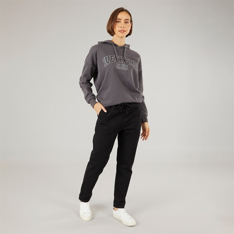 Dame jeans med elastisk talje og opbuk Sort - Billede 3