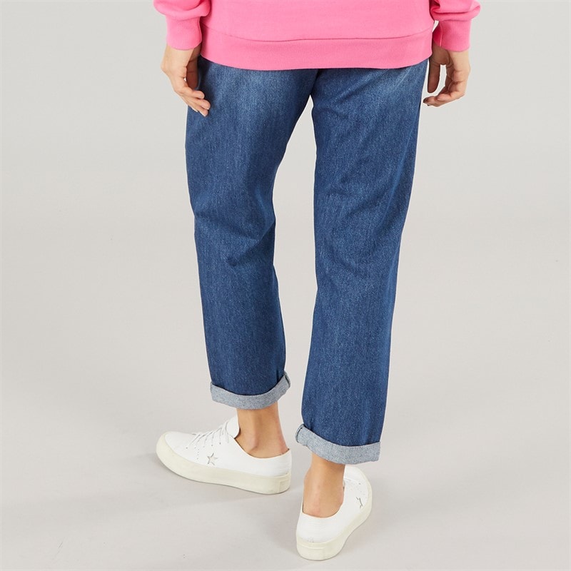 Dame jeans med elastisk talje og opbuk Mid Wash - Billede 2