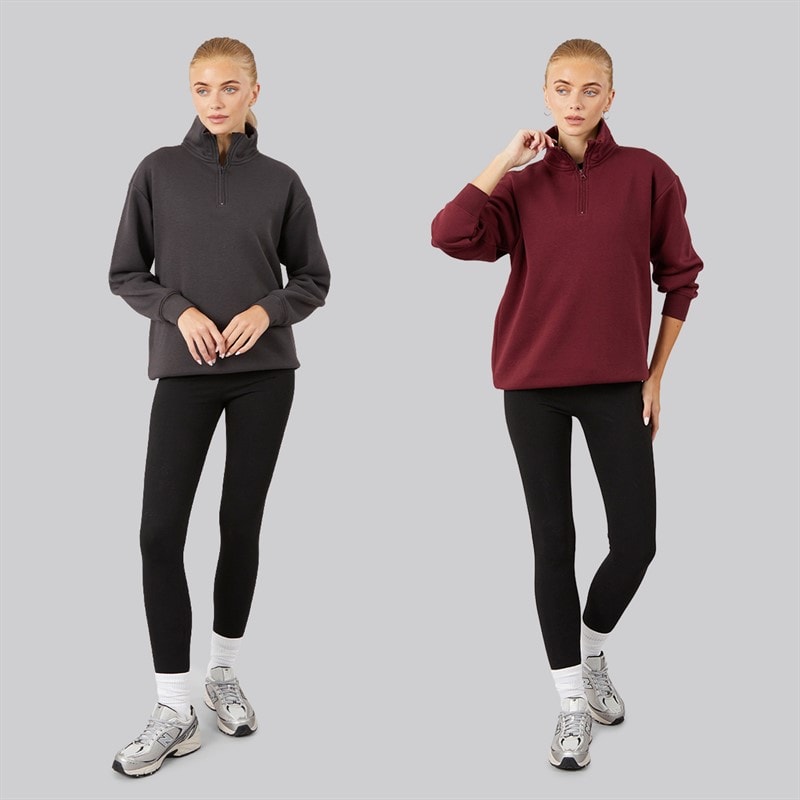 Dame 1/4 lynlås to-pak sweatshirt Magnet/Bourgogne - Billede 4
