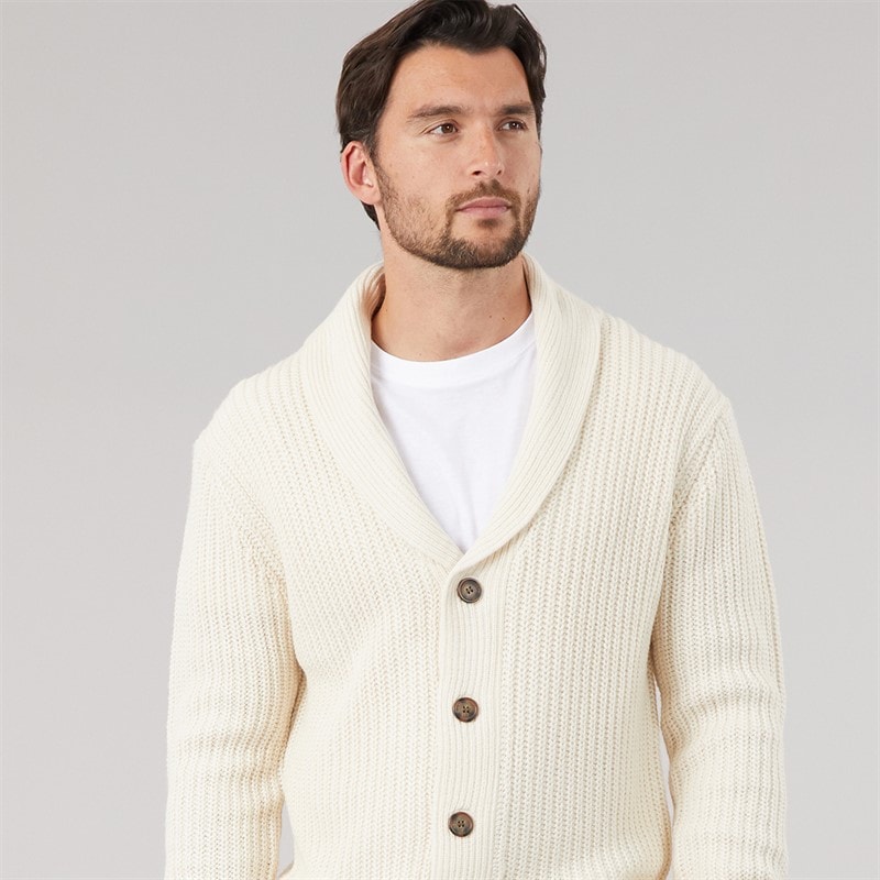 Herre cardigan med sjalskrave Oatmeal - Billede 3
