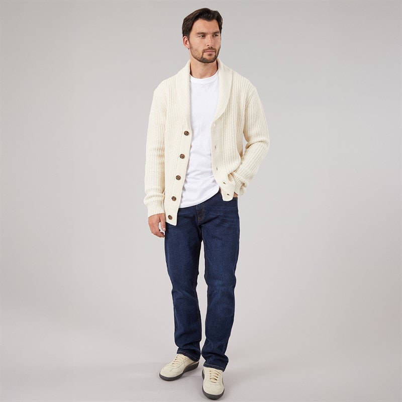 Herre cardigan med sjalskrave Oatmeal - Billede 4