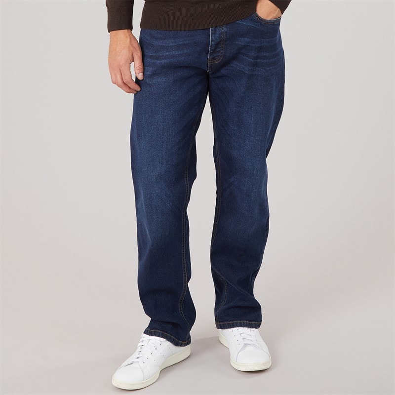 Herre lonan afslappede straight fit denimjeans Dark Wash - Billede 1