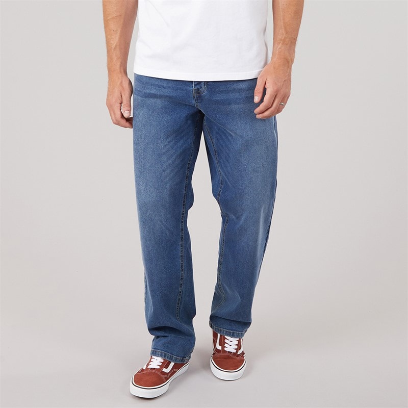 Herre lonan afslappede straight fit denimjeans Mid Wash - Billede 1