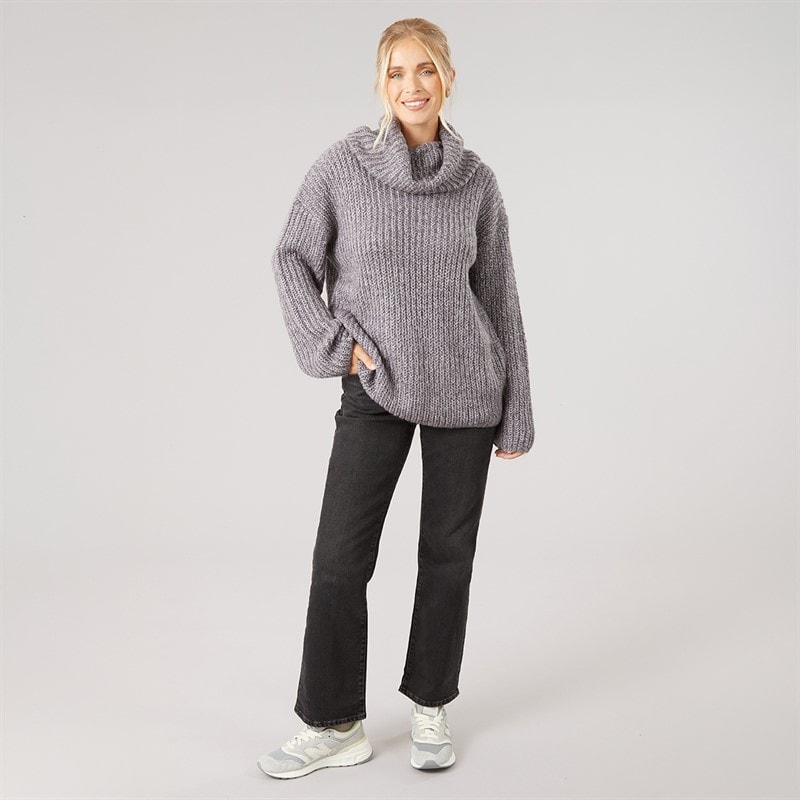 Dame sweater med krave Charcoal Grey - Billede 4
