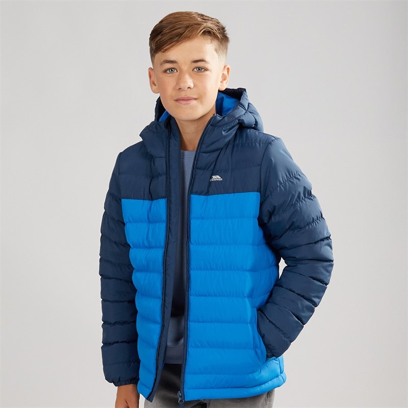 Trespass Junior Drenge oskar vatteret hættejakke - Navy/Blå