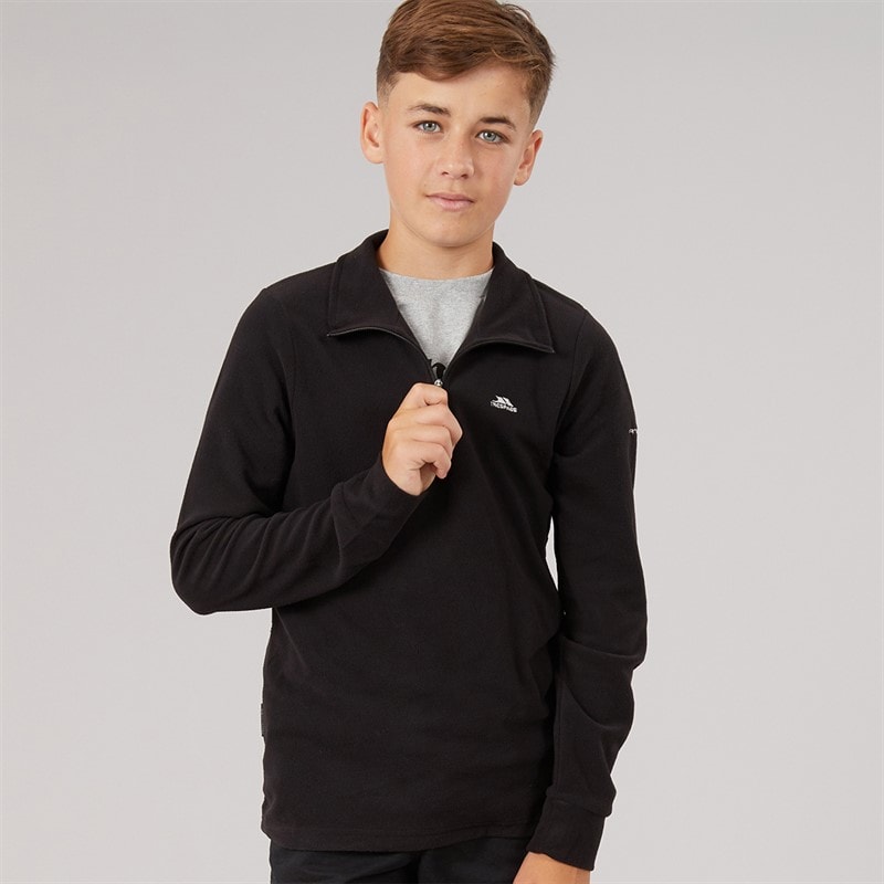 Trespass Junior Drenge masonville 1/2 zip mikrofleece - Sort