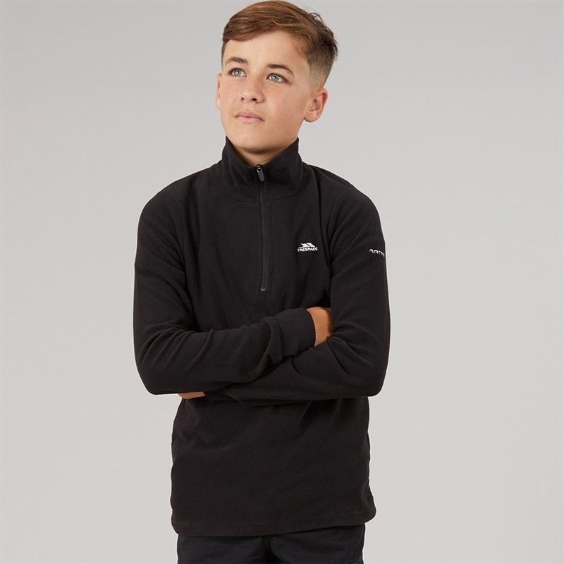 Trespass Junior Drenge masonville 1/2 zip mikrofleece - Sort - Billede 3