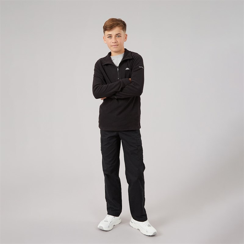 Trespass Junior Drenge masonville 1/2 zip mikrofleece - Sort - Billede 4
