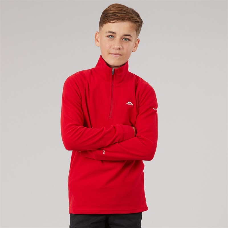 Trespass Junior Drenge masonville 1/2 zip mikrofleece - Rød - Billede 3