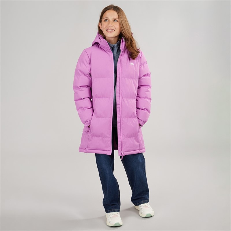 Trespass Piger tiffy vandtæt lang vatteret hættejakke - Deep Pink - Billede 4