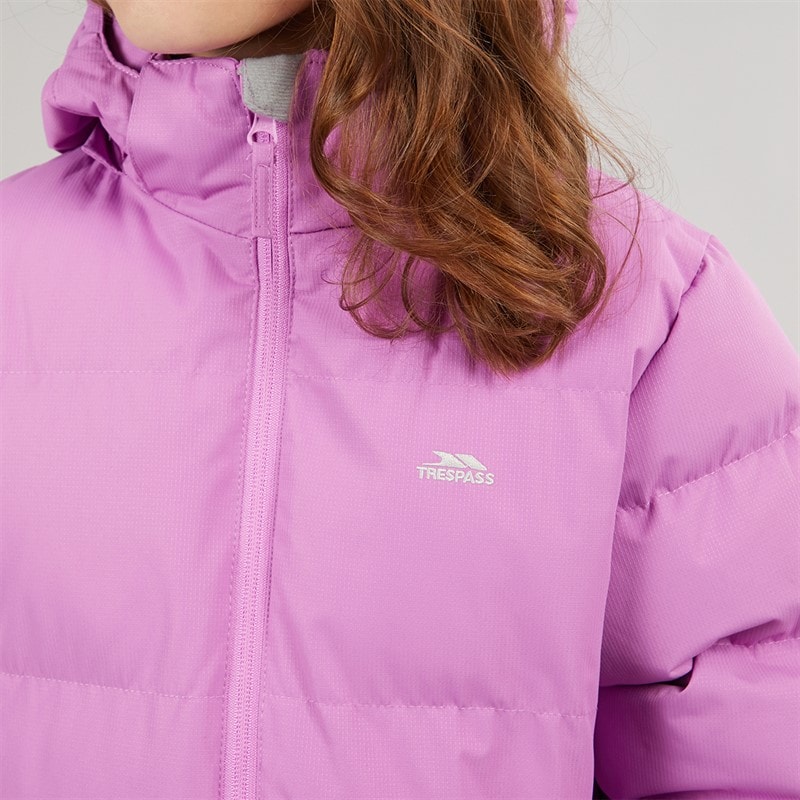Trespass Piger tiffy vandtæt lang vatteret hættejakke - Deep Pink - Billede 5