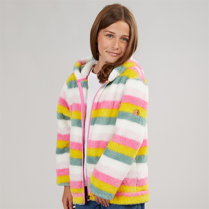 Trespass Piger fantastisk stribet fleece med fuld lynlås - Pale Pink Stripe