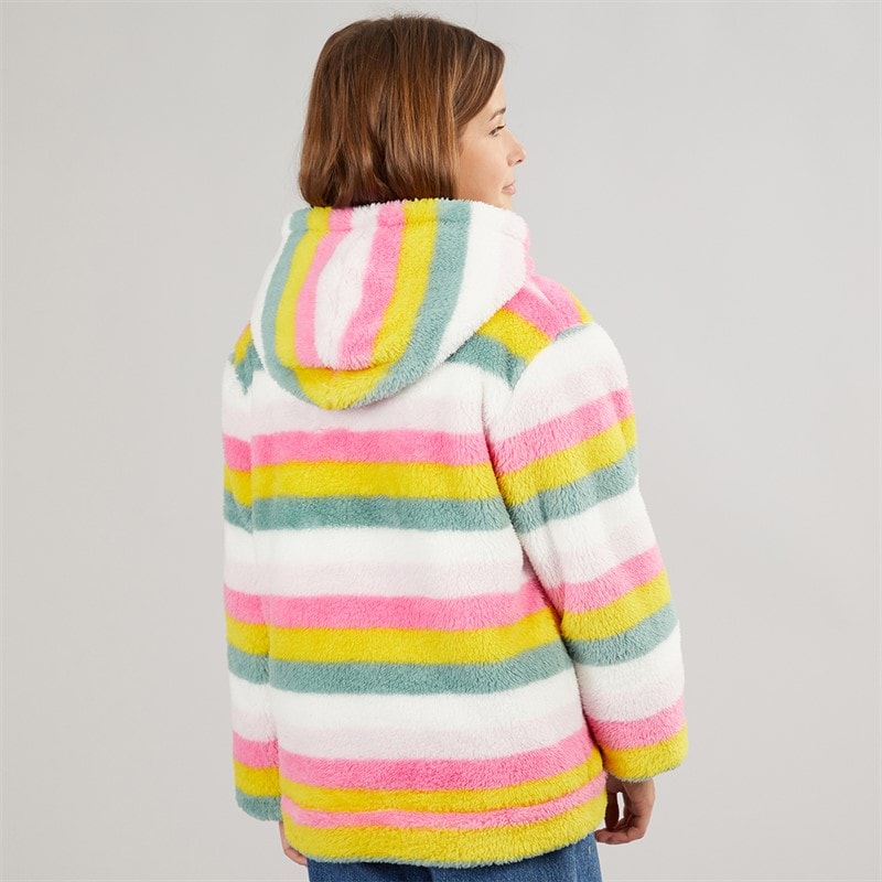 Piger fantastisk stribet fleece med fuld lynlås Pale Pink Stripe - Billede 2