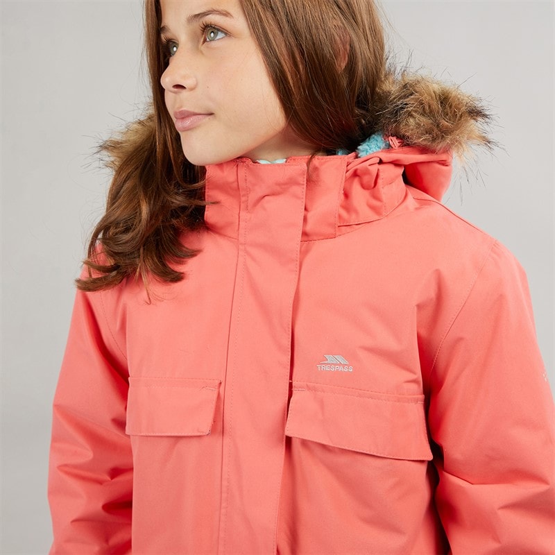 Trespass Piger larission isoleret vandtæt parka - Soft Orange - Billede 5