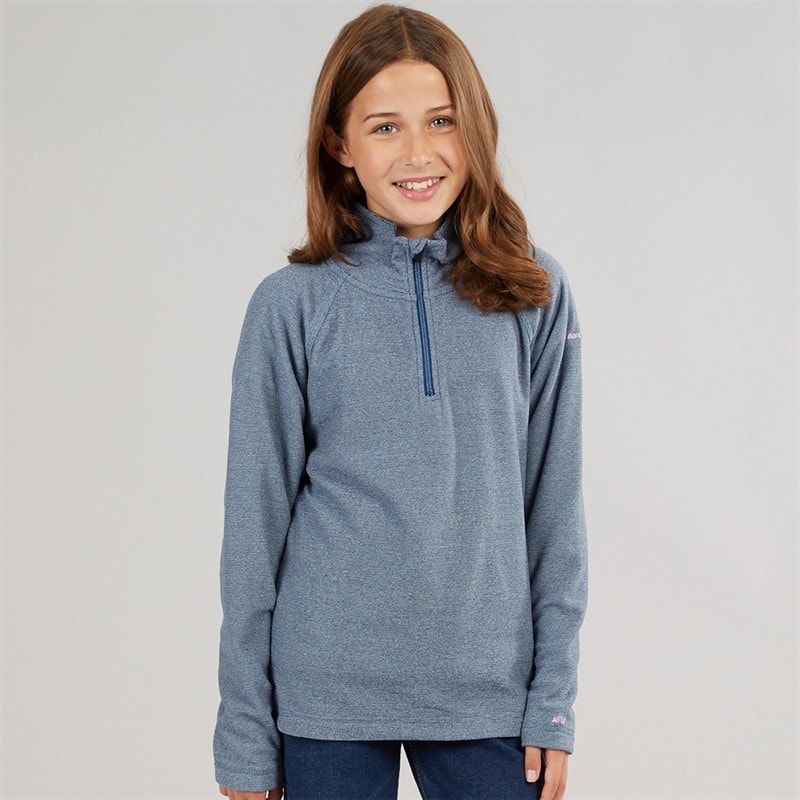 Trespass Piger meadows fleece med 1/2 lynlås - Navy/Pink Logo