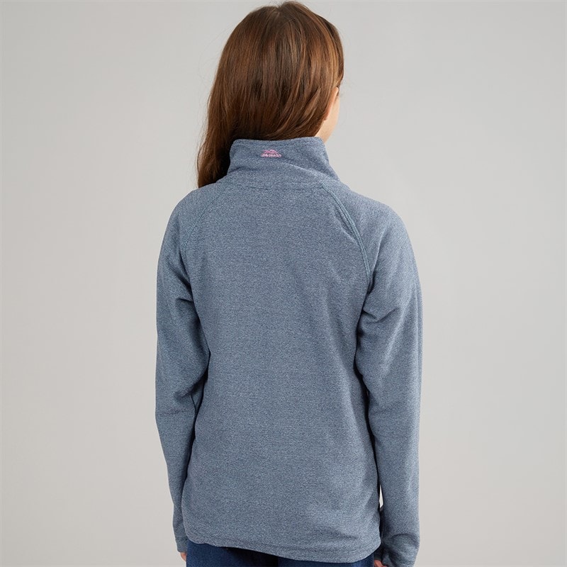 Trespass Piger meadows fleece med 1/2 lynlås - Navy/Pink Logo - Billede 2