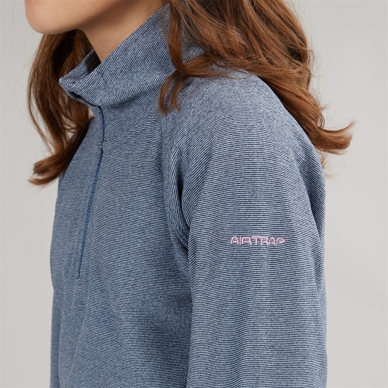 Trespass Piger meadows fleece med 1/2 lynlås - Navy/Pink Logo - Billede 3