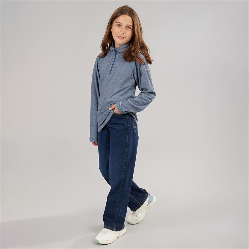 Trespass Piger meadows fleece med 1/2 lynlås - Navy/Pink Logo - Billede 4