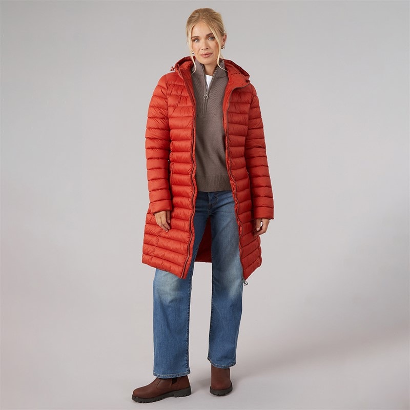 Dame briarlea vatteret hættetrøjelang frakke Burnt Orange - Billede 4