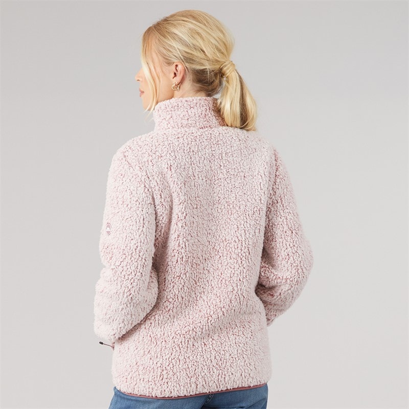 Dame fjerlet fleecejakke med fuld lynlås Faded Rose - Billede 2
