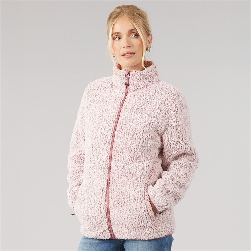 Dame fjerlet fleecejakke med fuld lynlås Faded Rose - Billede 3
