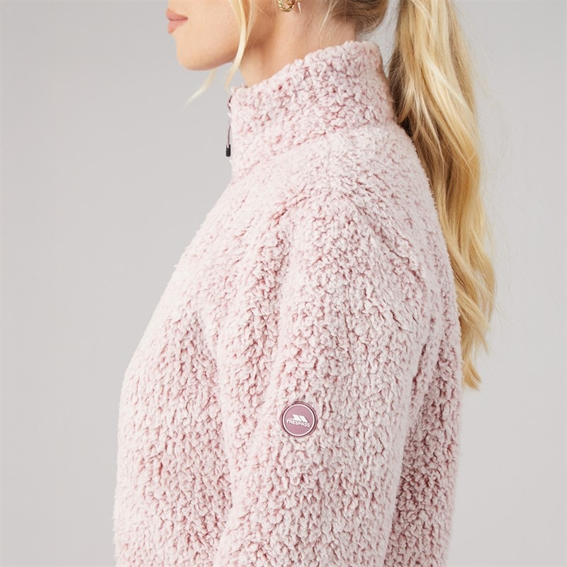 Dame fjerlet fleecejakke med fuld lynlås Faded Rose - Billede 5