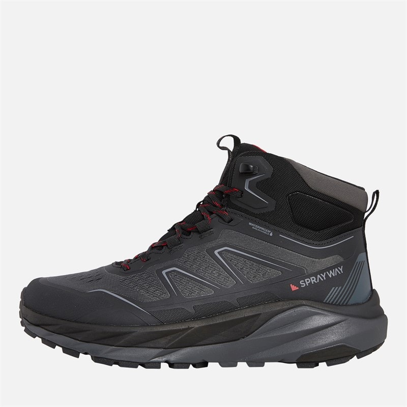 Herre higger 2 mid hydroDRY vandtætte trail vandrestøvler Sort/Tango Red - Billede 1