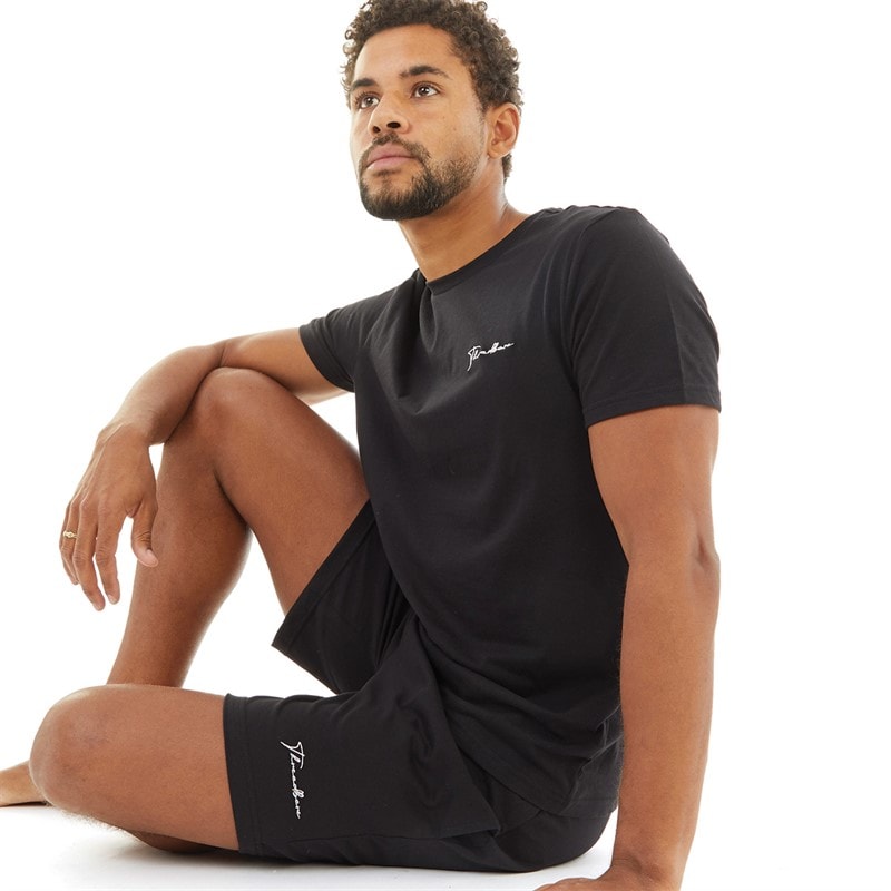 Herre wells t-shirt og shorts pyjamasæt Sort - Billede 1