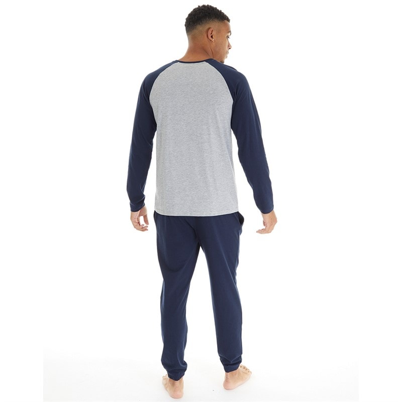 Herre pyjamasæt Grey Marl/Marineblå - Billede 2