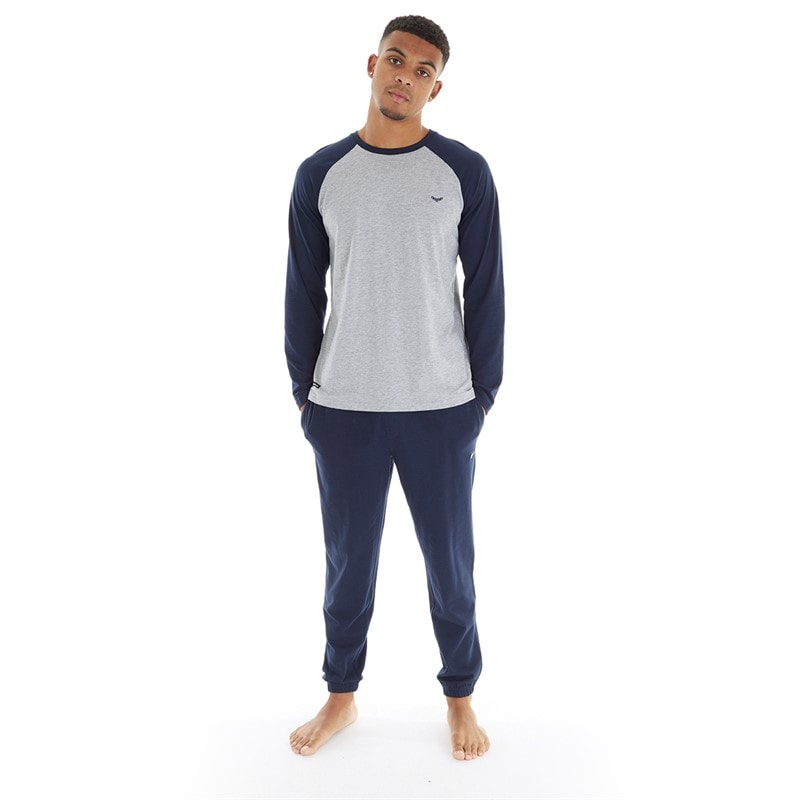 Herre pyjamasæt Grey Marl/Marineblå - Billede 3