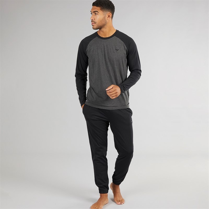 Herre baddaway pyjamasæt Charcoal Marl/Sort - Billede 1