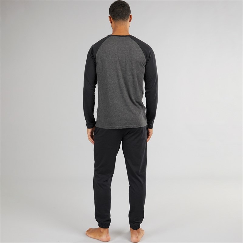 Herre baddaway pyjamasæt Charcoal Marl/Sort - Billede 2