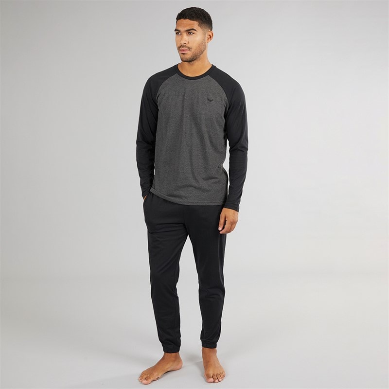 Herre baddaway pyjamasæt Charcoal Marl/Sort - Billede 4
