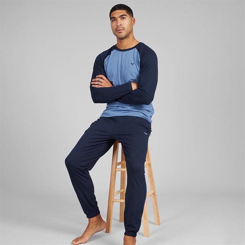 Herre baddaway pyjamasæt Navy/Denim Marl - Billede 1