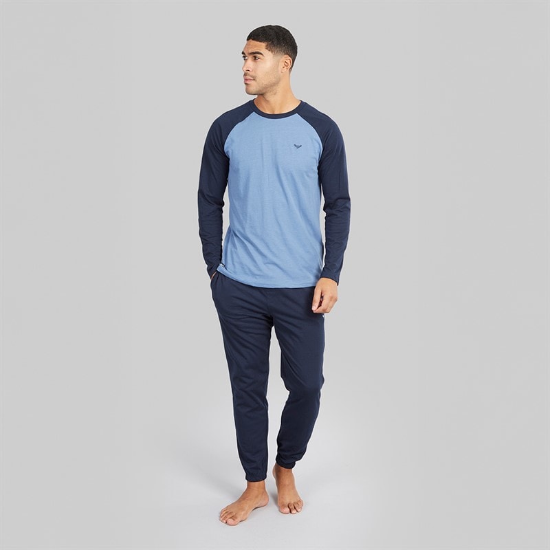 Herre baddaway pyjamasæt Navy/Denim Marl - Billede 4