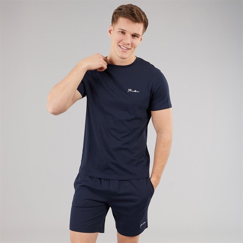 Herre wells t-shirt og shorts pyjamasæt Marineblå - Billede 1