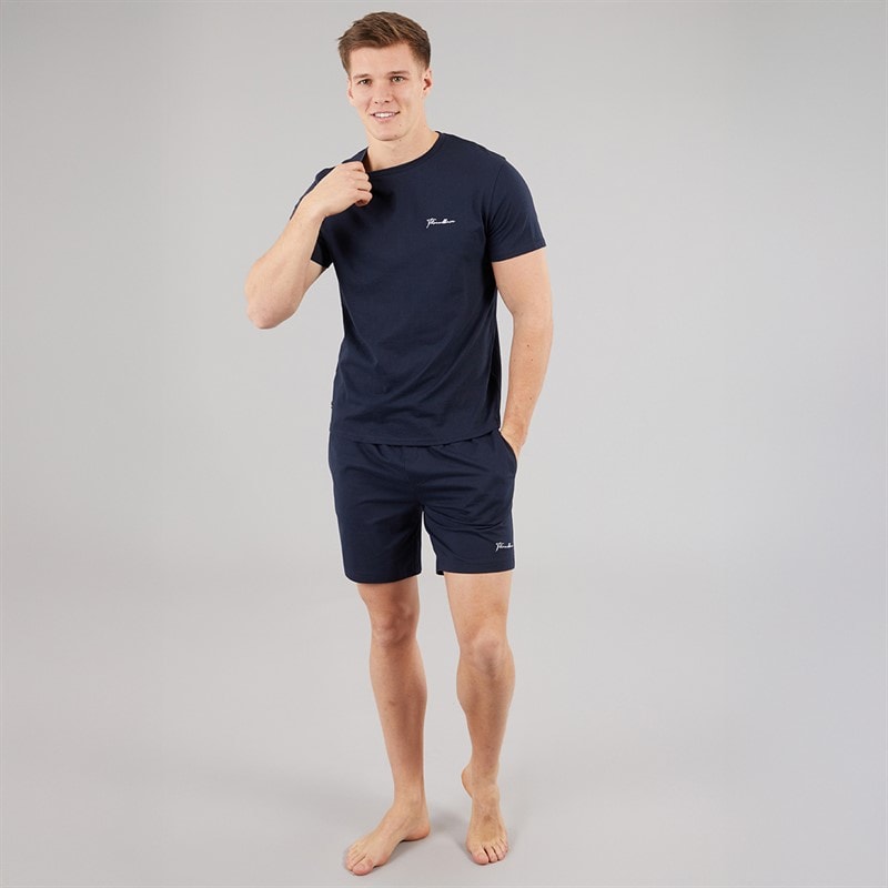 Herre wells t-shirt og shorts pyjamasæt Marineblå - Billede 4