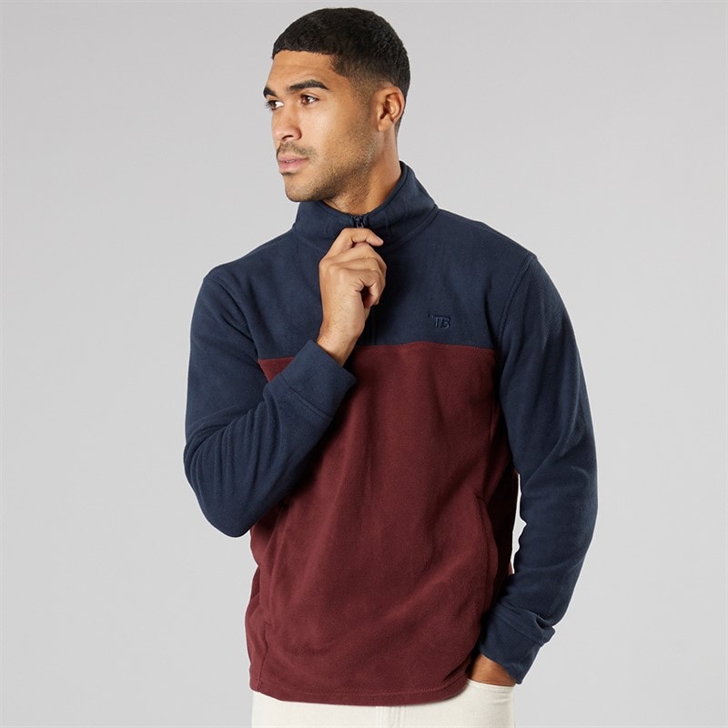 Herre wham 1/4 lynlås fleece Marine/Bourgogne - Billede 5