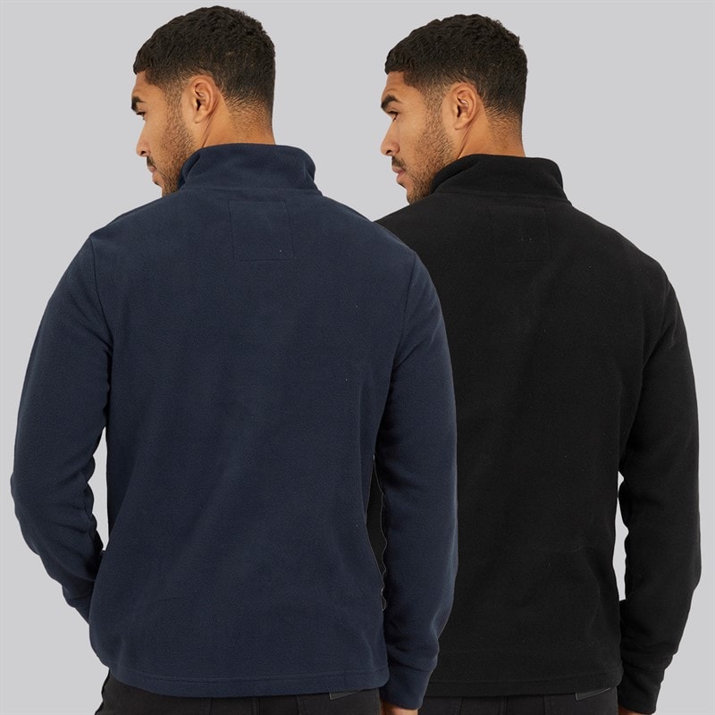 Herre to pak pascal 1/4 lynlås fleecetrøjer Sort/Navy - Billede 2