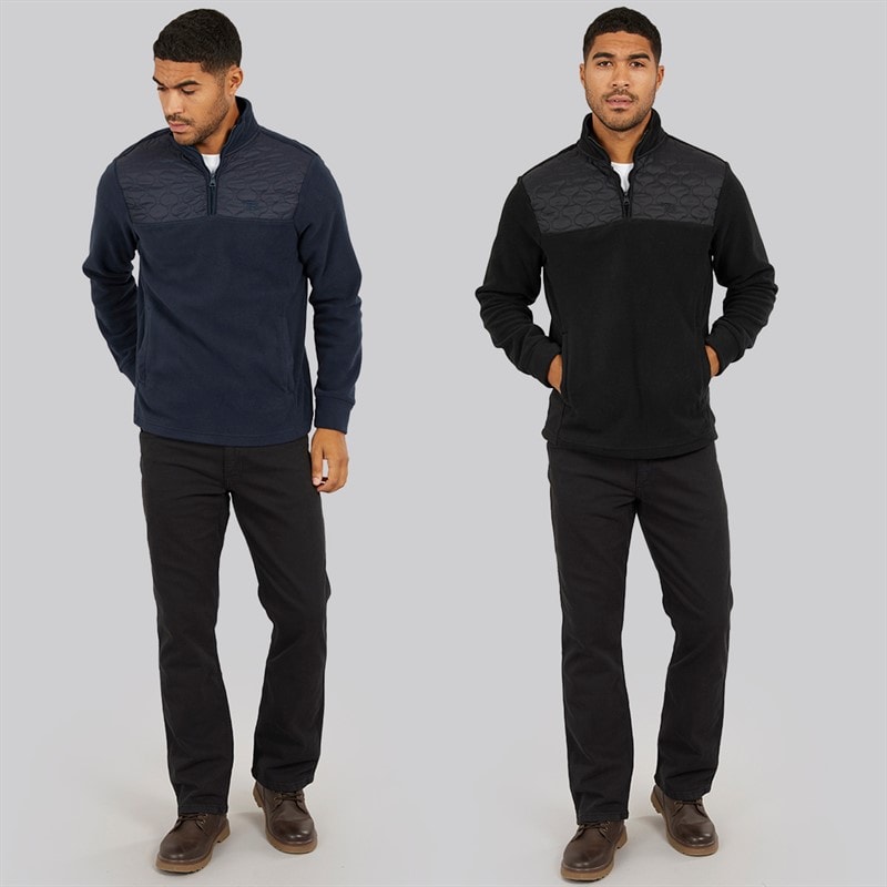 Herre to pak pascal 1/4 lynlås fleecetrøjer Sort/Navy - Billede 3