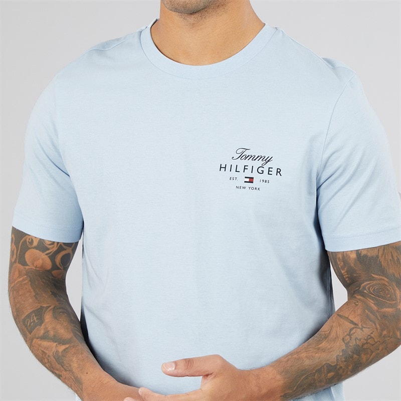 Herre script stack t-shirt Breezy Blue - Billede 3