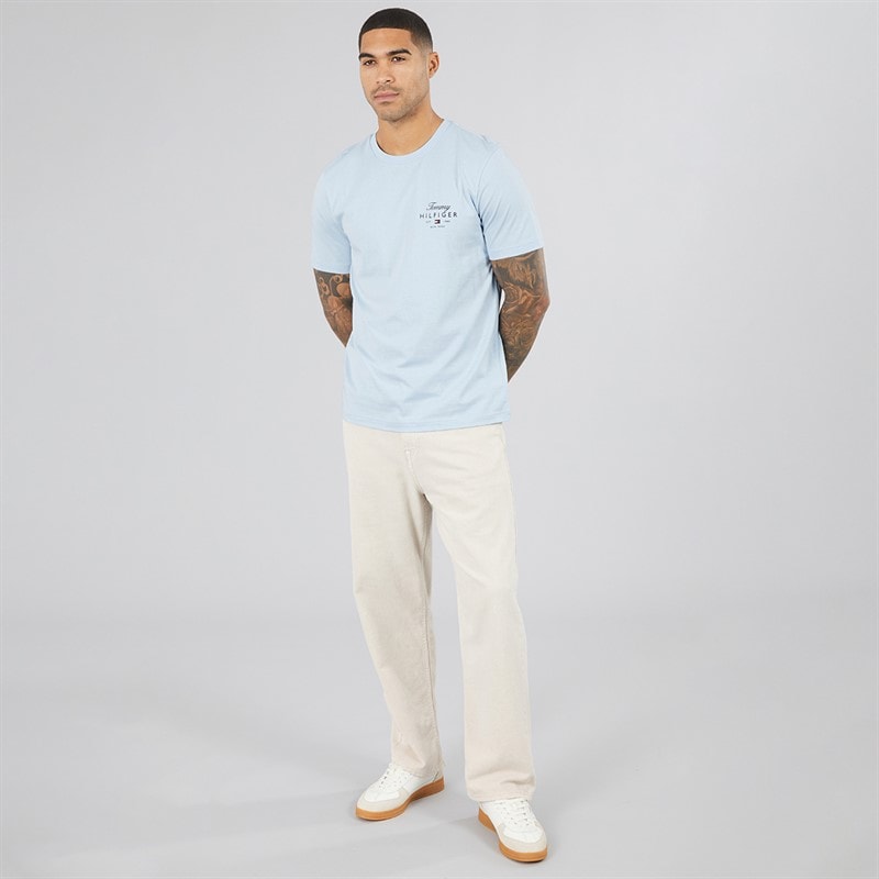 Herre script stack t-shirt Breezy Blue - Billede 4