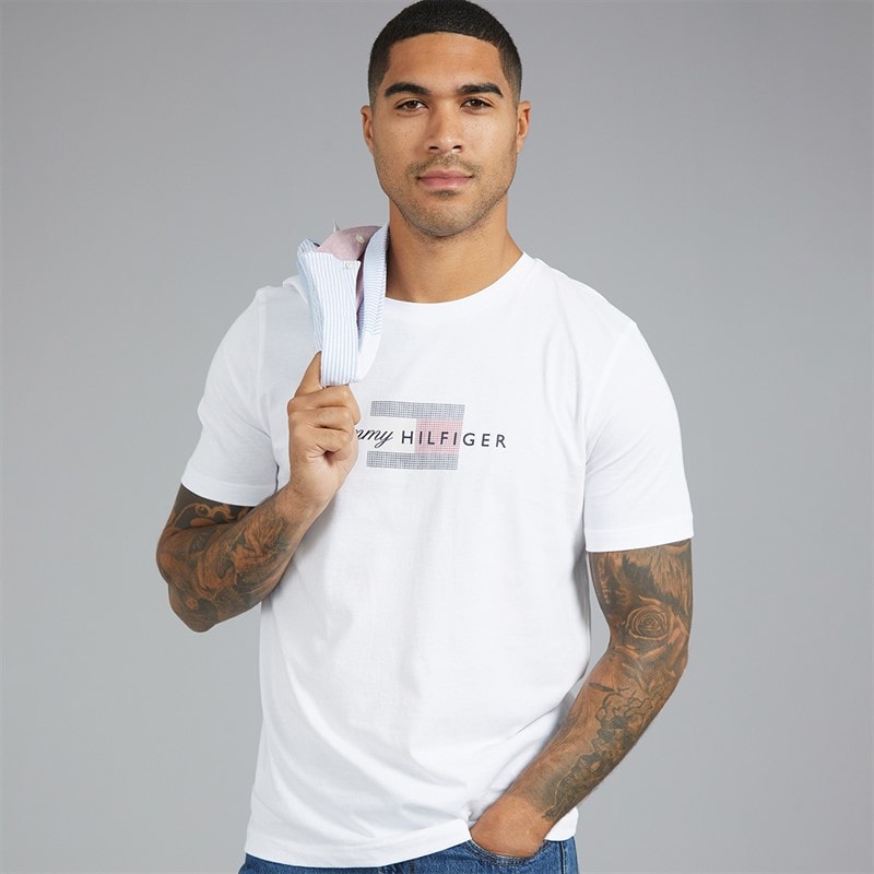 Herre script flag t-shirt Hvid - Billede 1