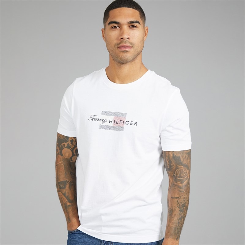 Herre script flag t-shirt Hvid - Billede 2