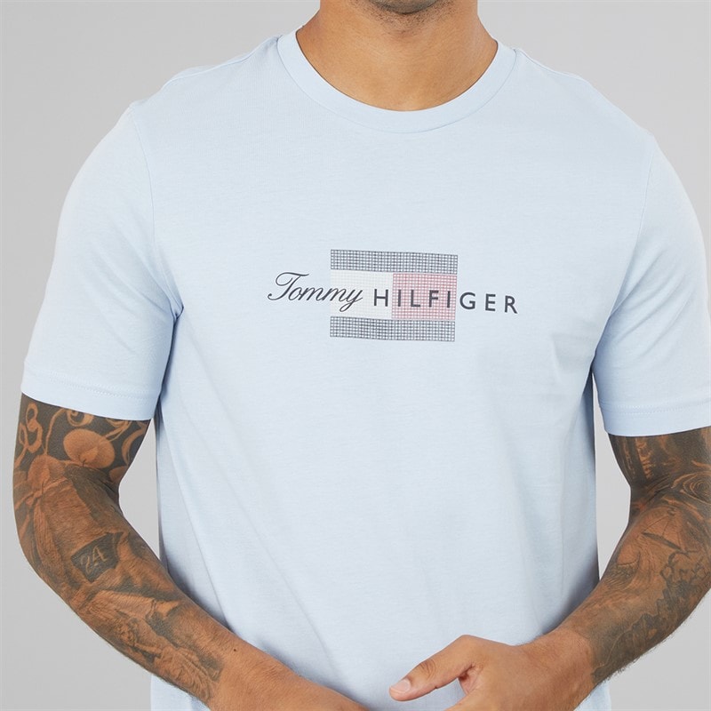 Herre script flag t-shirt Breezy Blue - Billede 3