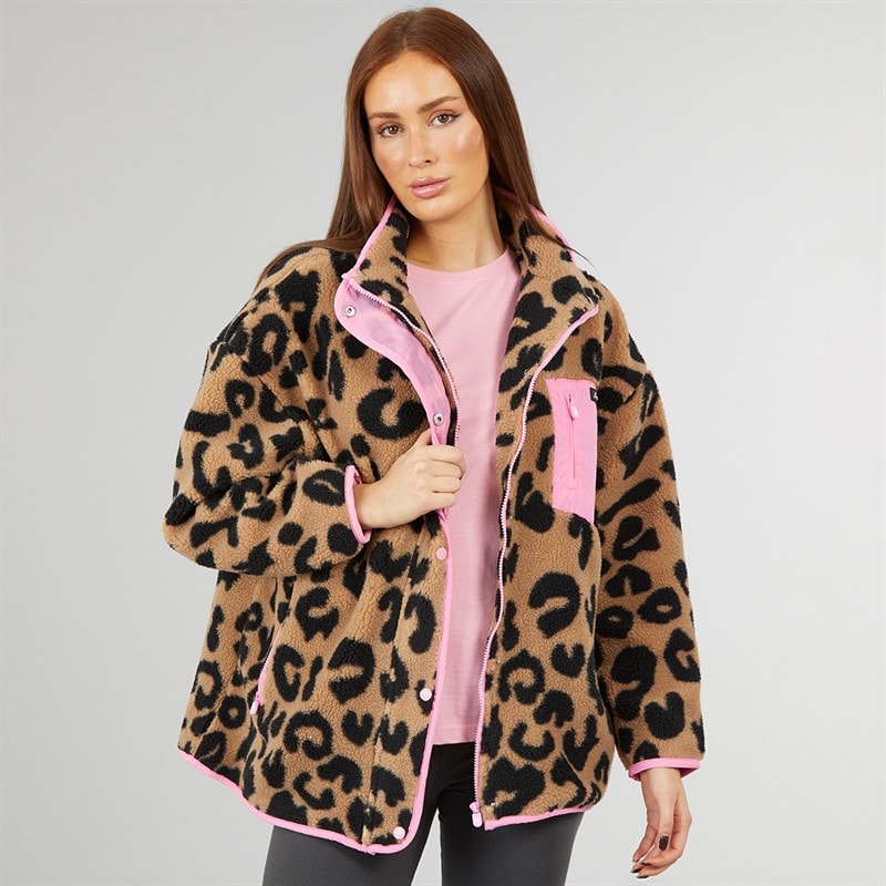 Dame avenue borg fleecejakke Leopard - Billede 1