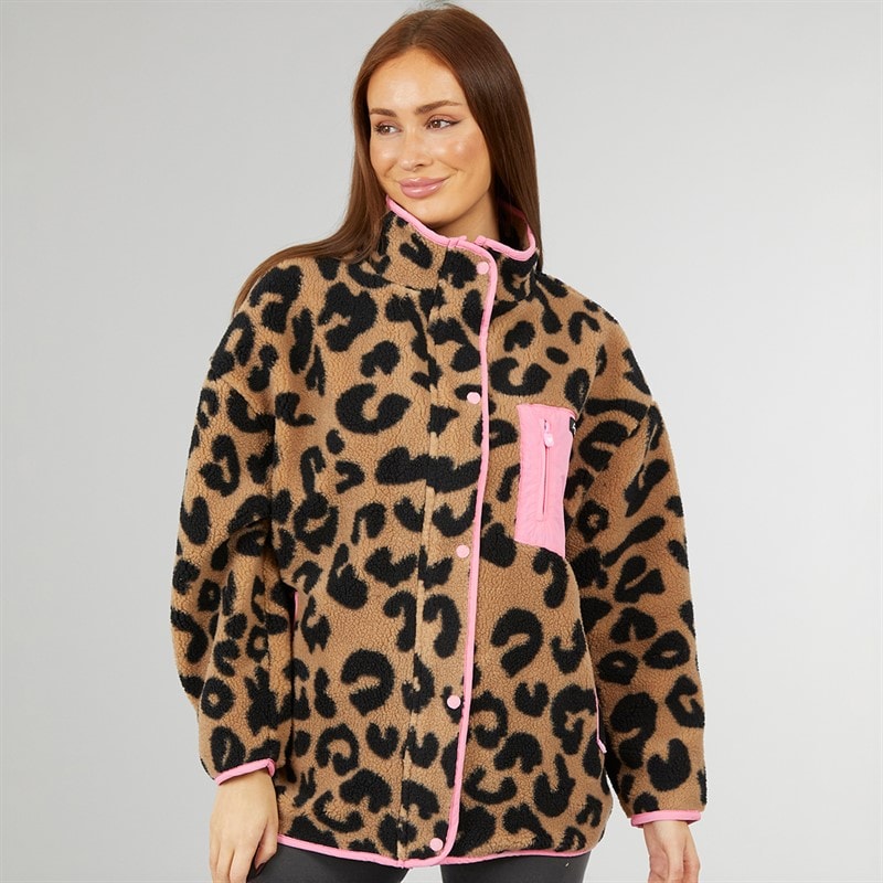 Dame avenue borg fleecejakke Leopard - Billede 3